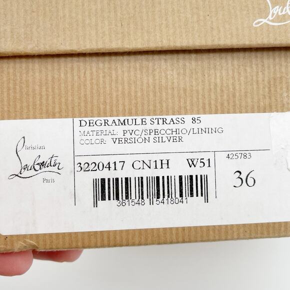 Christian Louboutin Degramule Silver PVC Strass Gradient Mule Sandal Heels EU 36 - Picture 12 of 12